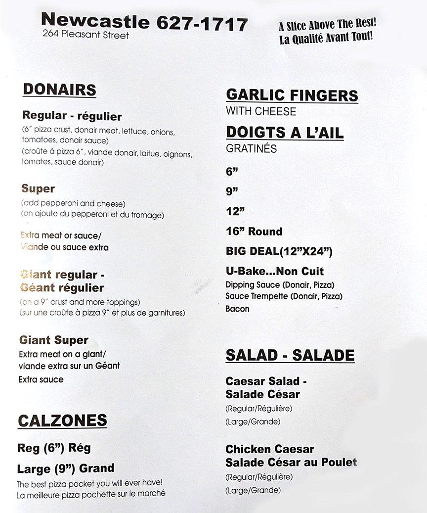 Newcastle Menu